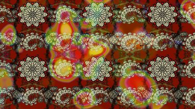 Eski moda arka plan. Güzel, parlak, pürüzsüz kumaş, tuval. Kıvırcık, parlak örgü. Desen, çizim, çiçek sınırı. Çiçek çelengi. Raster illüstrasyonu.