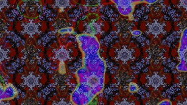 Raster illüstrasyonu. Kahverengi ve siyah renklere karalamalar çizilmiş çiçek deseni.