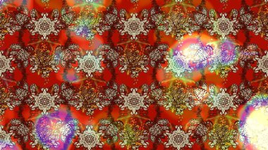 Kahverengi ve kırmızı renklerde bahar çiçekleri. Patlayan çiçekler soyut olarak yerleştirilmiş. Raster illüstrasyonu. Raster deseni.