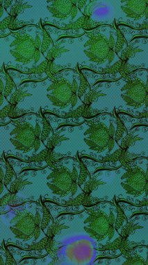 Küçük çiçekteki sevimli çiçek deseni. Yeşil renkte çiçekler.