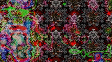 Etnik Mandala havlusu. Sınır Kızılderili çiçekli paisley patten. Tebrik kartı geçmişi, boyama kitabı, arkaplan ve tekstil için kullanılabilir. Raster Henna tarzı. Taslak süsleme izi.