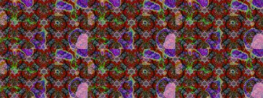 Tekstil için suluboya eskiz deseni. El çizimi çiçek çizimi deseni (fayans). Şirin çiçekler, şal desenli, kırmızı ve kahverengi renkli çizim deseni.