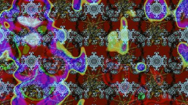 Kırmızı ve kahverengi renkte çiçekler. Raster illüstrasyonunda çiçek deseni çizimi.