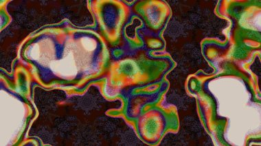 El çizimi. Çiçekli eskiz deseni. Kahverengi ve yeşil renkli çiçekler. Suluboya çizimi.