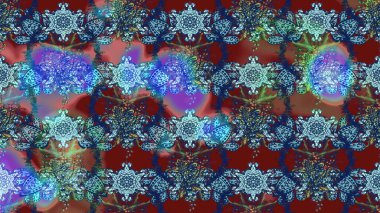 Nazik romantik baskı. Bahar mevsimi. Raster güzel bir çiçek deseni çizmiş. Mavi ve kırmızı renkte çiçekler. Tatil havası..