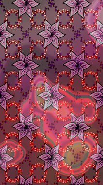 Kahverengi ve pembe renkli çiçekler. Sevimli çiçek raster deseni. Düz Çiçek Elementleri Tasarımı. Renkli Bahar Teması çizim şablonu.