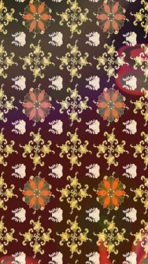 Kahverengi ve mor renkli çiçekler. Raster illüstrasyonu. Çiçek desenli eskiz, vuruşlar, sıçramalar, yaz çiçekleri..