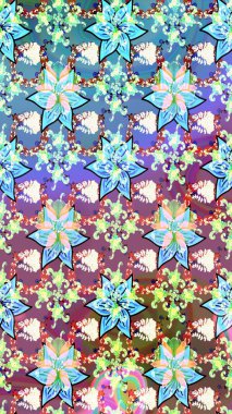 Renkli Yaz Temalı eskiz kalıbı. Mavi ve nötr renklerde çiçekler. Düz Çiçek Elementleri Tasarımı. Raster illüstrasyonunda çiçek deseni çizimi.