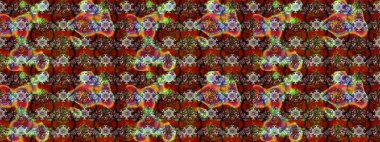 Düz Çiçek Elementleri Tasarımı. Kahverengi ve kırmızı renkte çiçekler. Raster illüstrasyonundaki çiçek desenli çizim. Renkli Bahar Teması çizim şablonu.