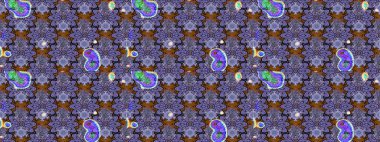 Raster illüstrasyonu. Mor ve kahverengi renkte çiçekler. Çiçek desenli eskiz, vuruşlar, sıçramalar, yaz çiçekleri..