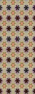 Çok renkli ve nötr küçük çiçekler ve bej renkli ve nötr renklerdeki komik böcekler, raster desen, illüstrasyon.