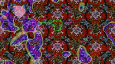 Düz Çiçek Elementleri Tasarımı. Kırmızı ve kahverengi renkte çiçekler. Renkli Bahar Teması eskiz kalıbı. Sevimli çiçek raster deseni.