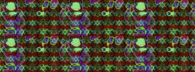 On green and red colors. A pattern of green and red daisies on a green and red colors. Raster illustration.