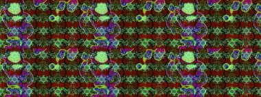 On green and red colors. A pattern of green and red daisies on a green and red colors. Raster illustration.