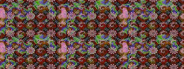 Çiçekli yaz çiçekleri. Küçük renkli çiçekler. Küçük çiçekte güzel bir desen. Moda baskıları için zarif bir şablon. Robot resim. Motley illüstrasyonu.