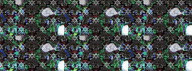 Sketch floral pattern with doodles flowers on gray and black colors. Raster illustration.