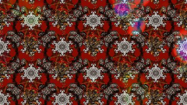 Güzel çiçek deseni. Düz Çiçek Elementleri Tasarımı. Renkli Bahar Teması eskiz kalıbı. Kahverengi ve kırmızı renkte çiçekler.