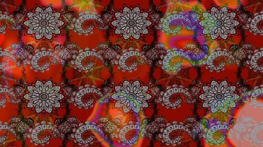 Yaprak ve çiçeklerin suluboya resmi, kahverengi ve kırmızı renklerin çizim şekli. Raster illüstrasyonu. Nazikçe, bahar çiçekleri kahverengi ve kırmızı renklerde.