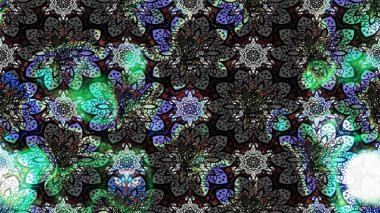 Moda baskıları için zarif bir şablon. Halk tarzı. Parlak renkli çiçekleri olan ve gri ve siyah renkte yaprakları olan harika bir çiçek deseni. Modern çiçek arkaplanı.