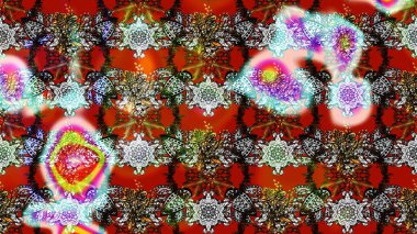 Gri ve kırmızı renklerde Asya tekstili. Raster illüstrasyonu. Çiçek desenini çiz.