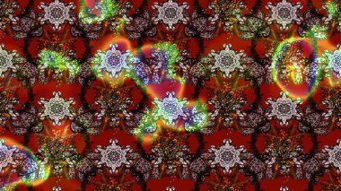 Halk tarzı. Modern çiçek arkaplanı. Parlak renkli çiçekleri ve kahverengi ve kırmızı renkte yaprakları olan harika bir çiçek deseni. Moda baskıları için zarif bir şablon.