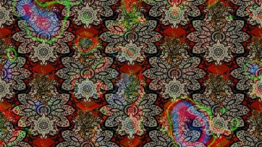 Çiçek duvar kâğıdı. Renkli çizim kalıbı. Raster illüstrasyonu. Gri ve kahverengi renkli şirin tekstil tarzında. Çiçek arka planı.