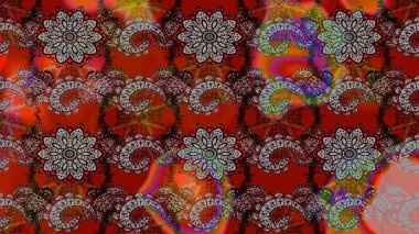 Yaprak ve çiçeklerin suluboya resmi, kahverengi ve kırmızı renklerin çizim şekli. Raster illüstrasyonu. Nazikçe, bahar çiçekleri kahverengi ve kırmızı renklerde.