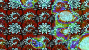 Klasik çiçekler. Mavi ve kahverengi renkler. Yaz çiçekleri teması. Suluboya resim taklit Raster çizimi. El çizimi soyut süslü elementler.