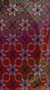 Kahverengi ve mor renkli çiçekler. Raster illüstrasyonundaki çiçek desenli çizim. Düz Çiçek Elementleri Tasarımı. Renkli Bahar Teması çizim şablonu.