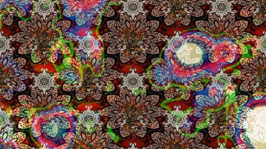 Klasik çiçek tasarımı elementleri. Kahverengi ve bej renkli kıvırcık çiçekler kahverengi ve bej renklerde. Raster illüstrasyonu.