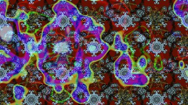 Nazik, sevimli çiçek arkaplanı. Çiçekli karalama şeklinde Raster çiçek deseni. Mavi ve kırmızı renkte çiçekler.