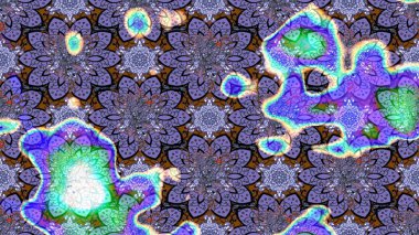 Asya tekstil tarzında. Mor ve mavi renkte çiçekler. Raster illüstrasyonu. Raster illüstrasyonu. Çiçek desenini çiz.