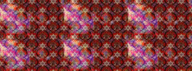 El çizimi çiçekli soyut çizim kalıbı. Raster illüstrasyonu. Kahverengi ve kırmızı renkte çiçekler.