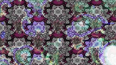 Raster illüstrasyonundaki çiçek desenli çizim. Gri ve nötr renkte çiçekler.