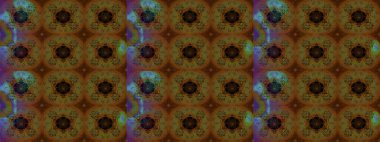 Kahverengi ve yeşil renklerde etnik çiçeklerle süslenmiş zarif bir eskiz şekli. Raster Çiçek İllüstrasyonu güzel tekstil..