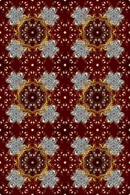 Doğu tarzı arabesk. Raster. Kusursuz altın desenli bukleler. Kahverengi, kırmızı, gri renklerde altın elementlerle kusursuz desen. Hassas altın desen. Parlak dantel, stilize çiçekler, şal desenli.