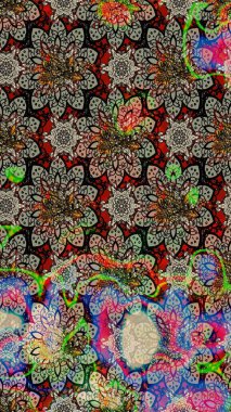 Çiçekler suluboya eskiz deseni. Raster Stili kumaş deseni.