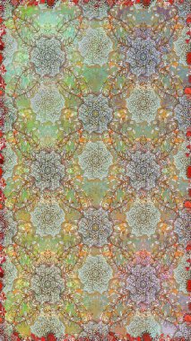 Raster illüstrasyonu. Tarafsız ve gri renklerde çiçekler. Tropik, dikişsiz çiçek deseni..