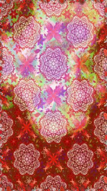 Yumuşak, yaz çiçekli arka plan. Çiçekli karalama şeklinde Raster çiçek deseni. Kırmızı ve nötr renkte çiçekler.