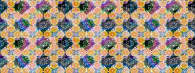 Raster illüstrasyonu. Kıvırcık, parlak örgü. Eski moda arka plan. Desen, çizim, çiçek sınırı. Çiçek çelengi. Güzel, pürüzsüz kumaş, tuval..