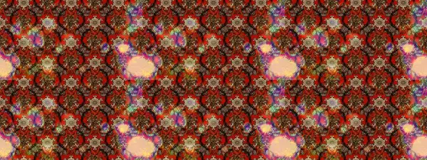 Raster illüstrasyonundaki çiçek desenli çizim. Raster illüstrasyonu. Güzel kumaş deseni. Kahverengi ve kırmızı renklerde.