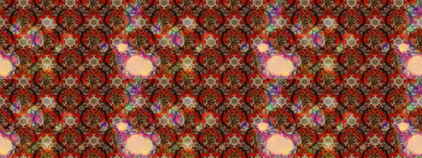 Raster illüstrasyonundaki çiçek desenli çizim. Raster illüstrasyonu. Güzel kumaş deseni. Kahverengi ve kırmızı renklerde.