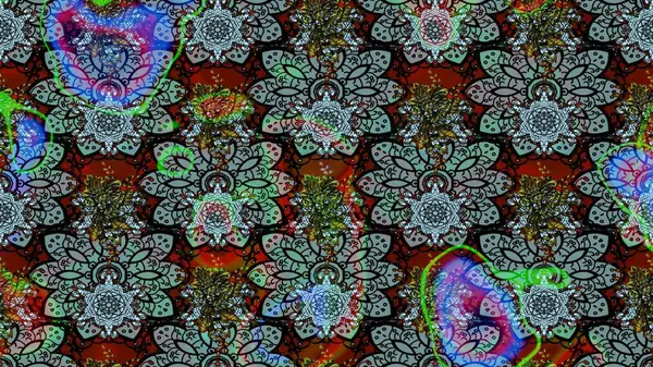 Siyah ve mavi renkte çiçekler. Tropik çiçek desenleri. Raster illüstrasyonu.