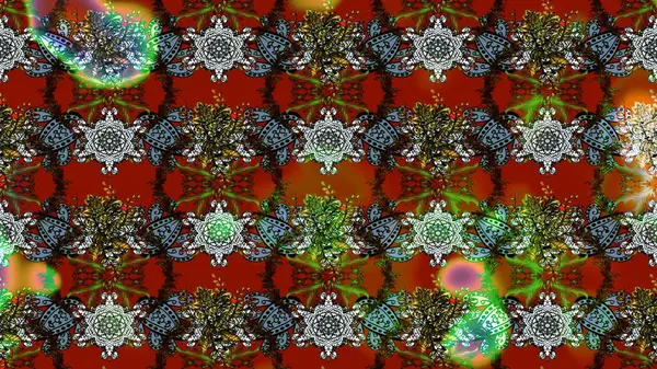 Kahverengi ve kırmızı renkler. El çizimi, soyut ve süslü elementler. Suluboya resim taklit Raster çizimi. Yaz çiçekleri teması. Klasik çiçekler..