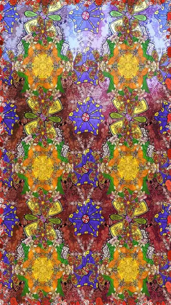 Raster illüstrasyonu. Tomurcukları papatya çiçekleri olan sevimli bir çiçek deseni. Eski usul. Eskiz geçmişi. Kumaş, tekstil, duvar kağıdı baskısı için. Miles Fleur, dandik süs.