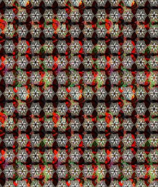 Siyah renklere karalamalar çizilmiş çiçek deseni. Raster illüstrasyonu.