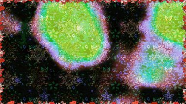 Colorful ornamental border. Seamless pattern. Raster illustration. Floral wallpaper. Indian ornament. On black and green colors.