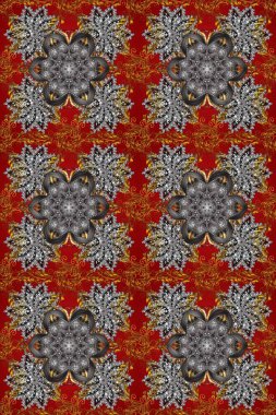 Raster altın desenli gri, kırmızı ve kahverengi renkler. Soyut duvar kâğıdı, ambalaj dekorasyonu. Altın kar taneleri basit, pürüzsüz desen. Kışın sembolü, Mutlu Noel tatili, Mutlu yıllar 2019.