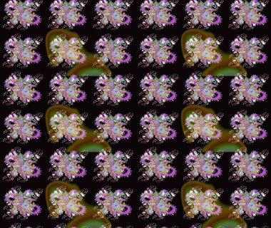 Yumuşak, bahar çiçekli arka plan. Siyah ve yeşil renkli çiçekler. Raster çiçek desenli ve çiçekli..