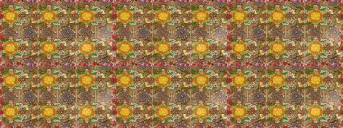 Raster deseni. Küçük çiçekteki sevimli çiçek deseni. Raster illüstrasyonu. Kahverengi ve bej renkli yaz çiçekleri..